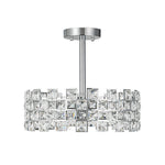 Modern 4 - Light Hollow Design Drum Crystal Semi - Flush Mount Ceiling Light - LightfixturesUAE