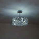 Modern 4 - Light Hollow Design Drum Crystal Semi - Flush Mount Ceiling Light - LightfixturesUAE