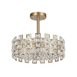 Modern 4 - Light Hollow Design Drum Crystal Semi - Flush Mount Ceiling Light - LightfixturesUAE