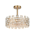 Modern 4 - Light Hollow Design Drum Crystal Semi - Flush Mount Ceiling Light - LightfixturesUAE