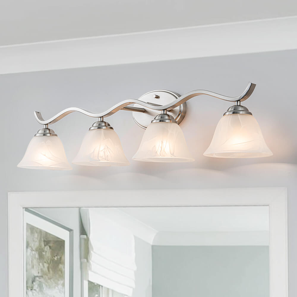 Modern 4 - Light Marble Glass Bell Vanity Wall Light - LightfixturesUAE