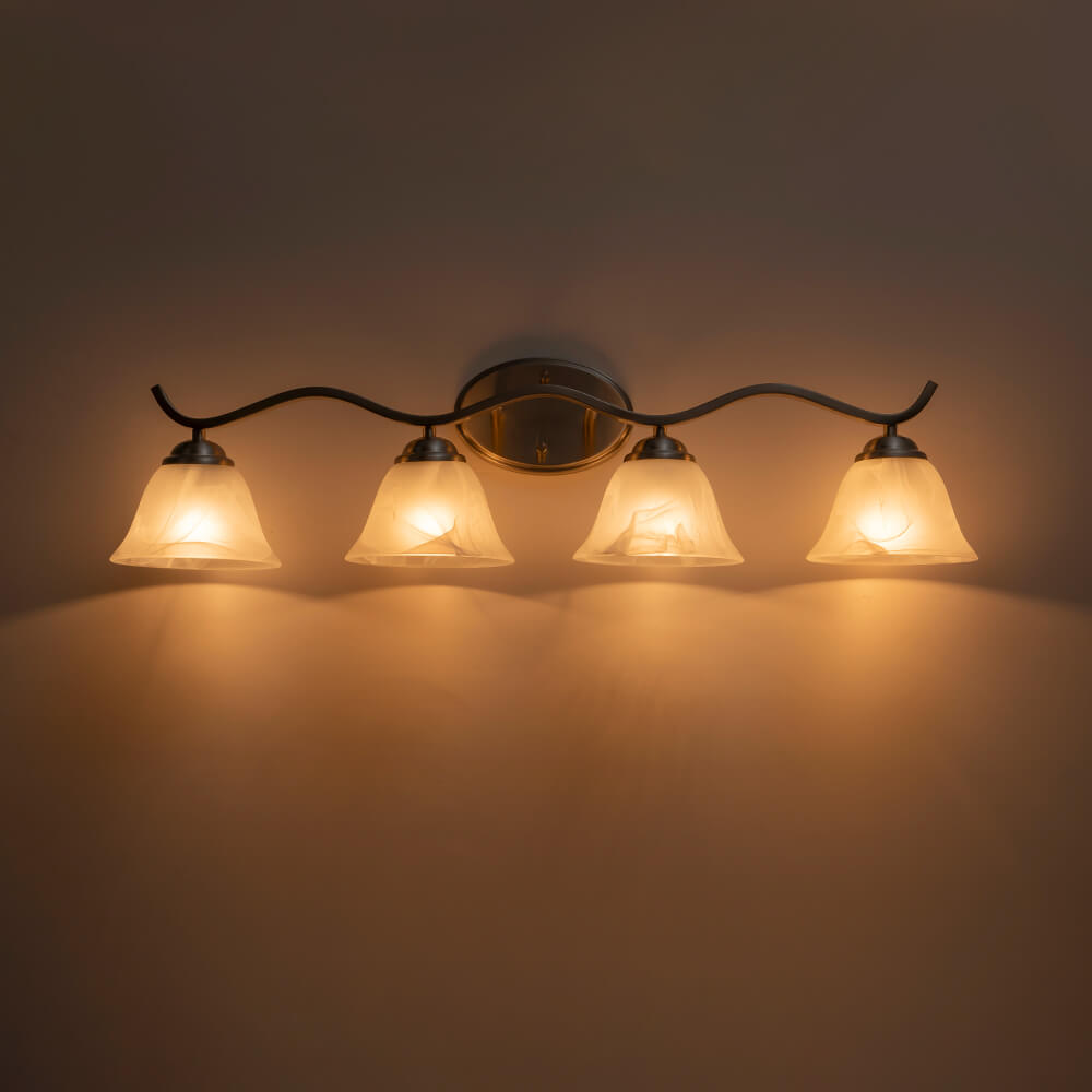 Modern 4 - Light Marble Glass Bell Vanity Wall Light - LightfixturesUAE