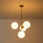 Modern 4 - Light Opal Glass Globe Semi Flush Chandelier - LightfixturesUAE