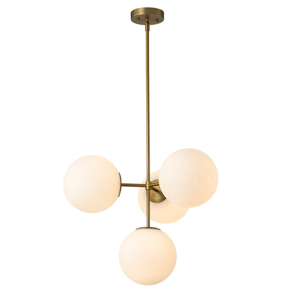 Modern 4 - Light Opal Glass Globe Semi Flush Chandelier - LightfixturesUAE