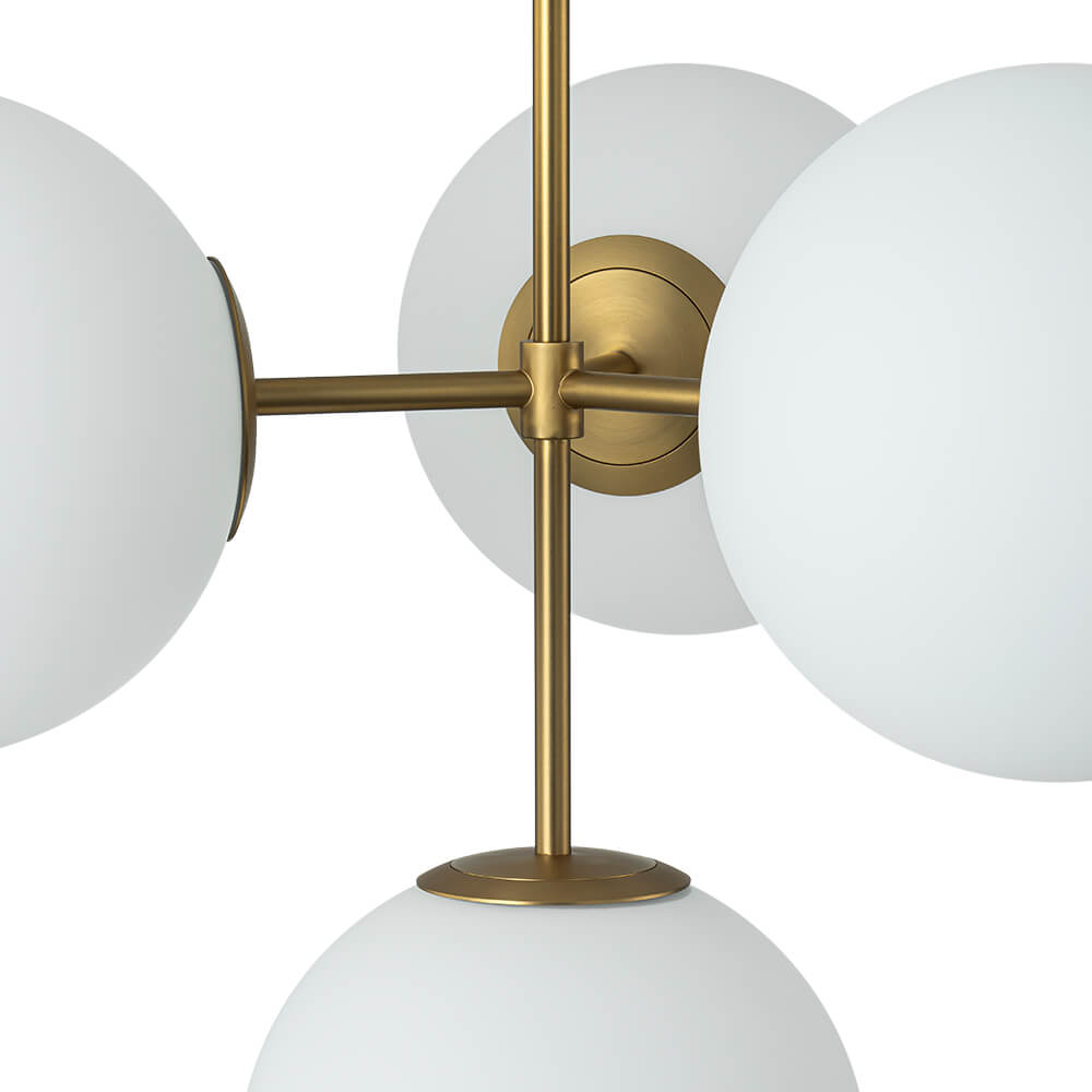 Modern 4 - Light Opal Glass Globe Semi Flush Chandelier - LightfixturesUAE