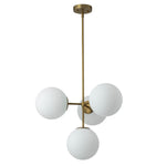 Modern 4 - Light Opal Glass Globe Semi Flush Chandelier - LightfixturesUAE