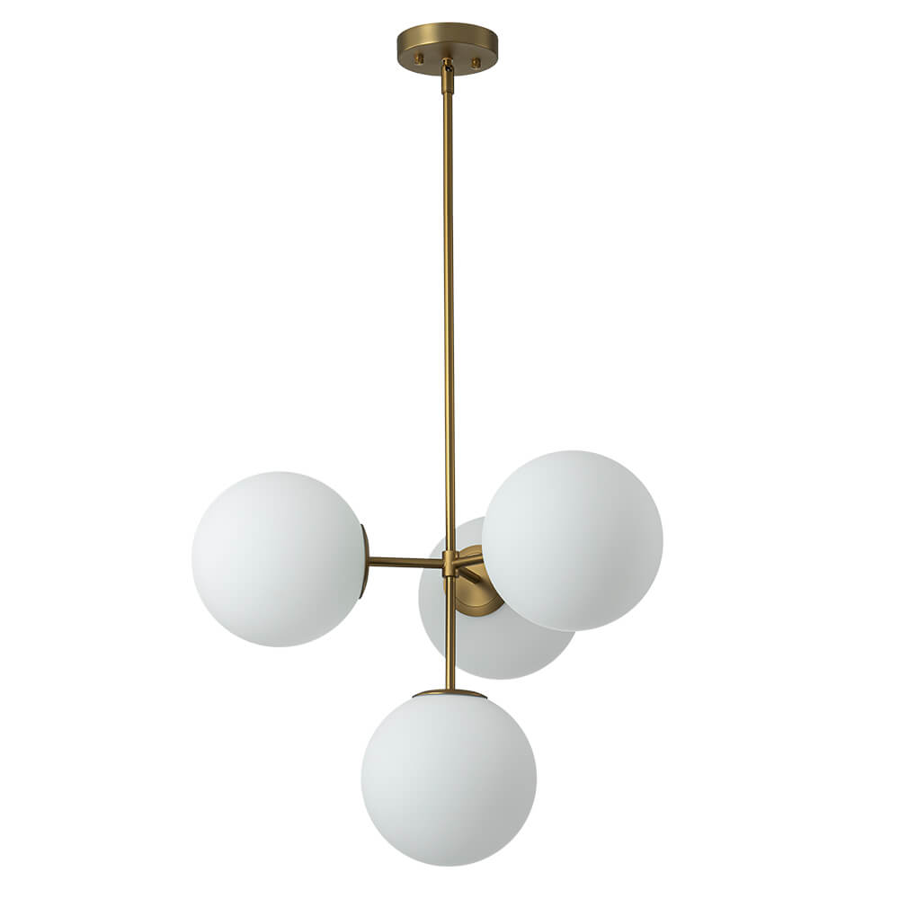 Modern 4 - Light Opal Glass Globe Semi Flush Chandelier - LightfixturesUAE