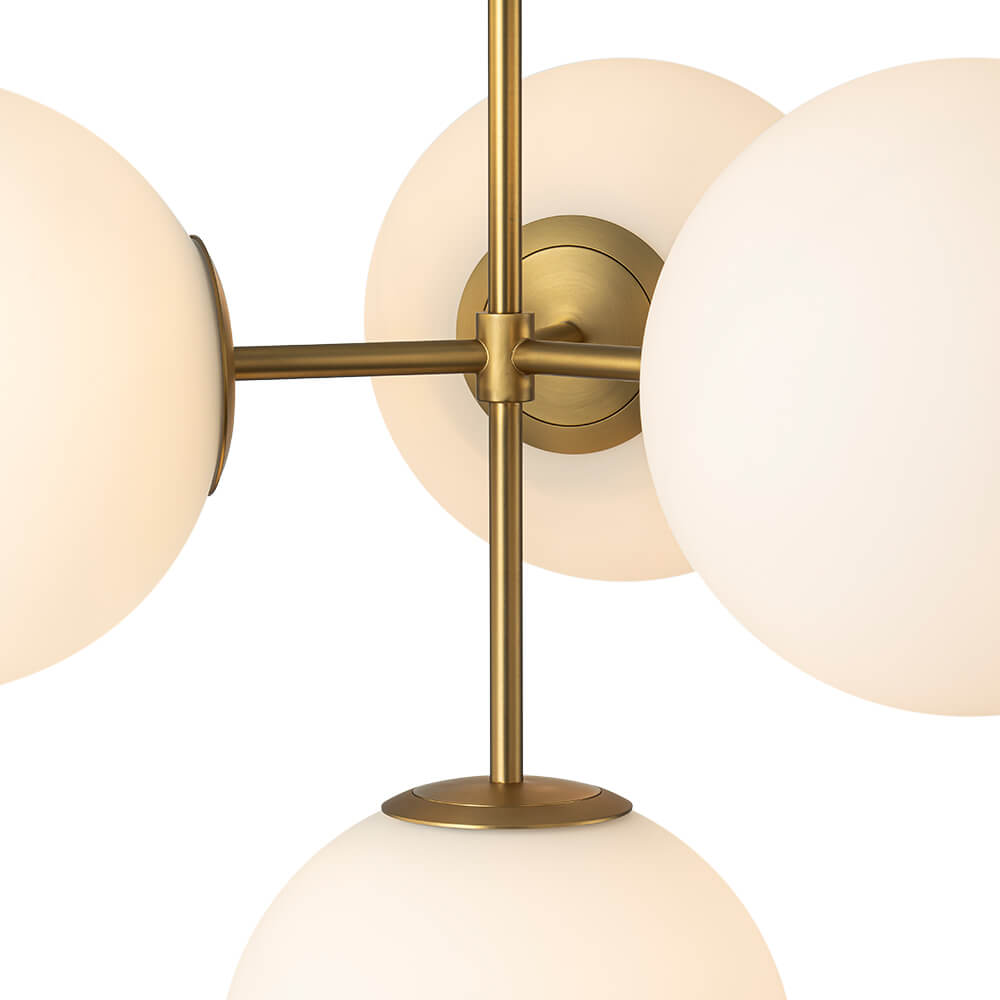 Modern 4 - Light Opal Glass Globe Semi Flush Chandelier - LightfixturesUAE