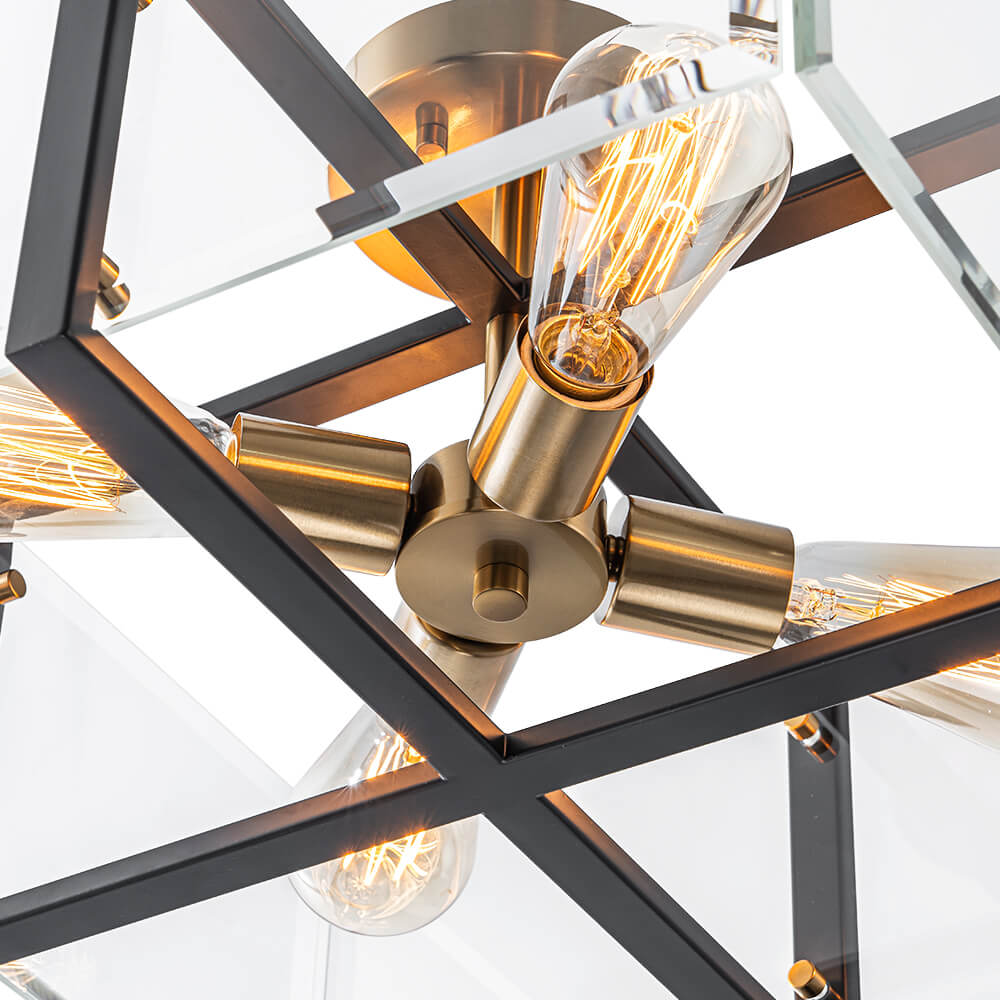 Modern 4 - Light Square Glass Semi - Flush Mount Ceiling Light - LightfixturesUAE