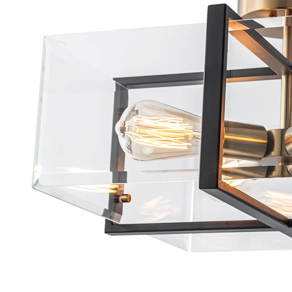 Modern 4 - Light Square Glass Semi - Flush Mount Ceiling Light - LightfixturesUAE