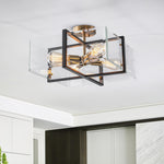 Modern 4 - Light Square Glass Semi - Flush Mount Ceiling Light - LightfixturesUAE