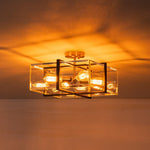 Modern 4 - Light Square Glass Semi - Flush Mount Ceiling Light - LightfixturesUAE