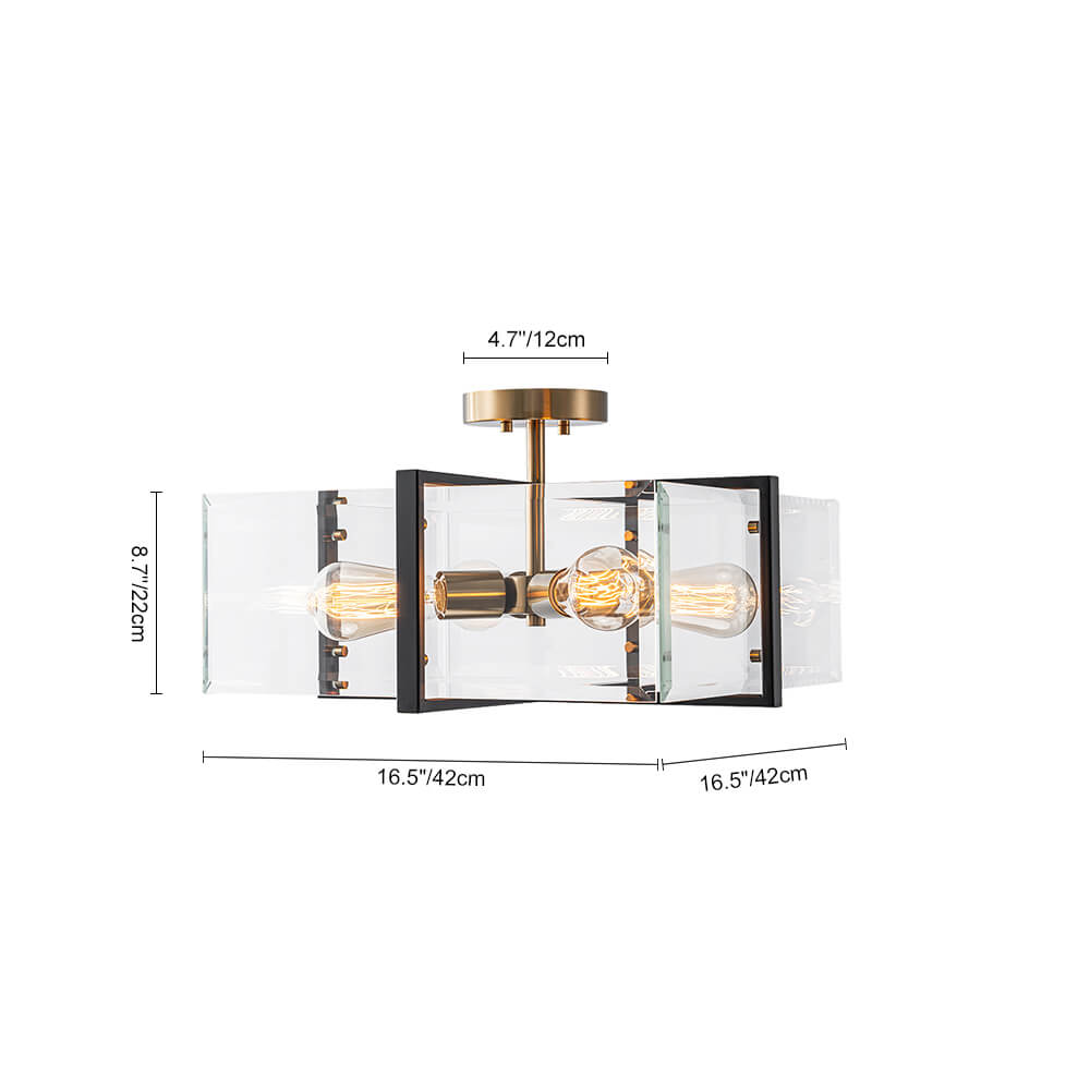 Modern 4 - Light Square Glass Semi - Flush Mount Ceiling Light - LightfixturesUAE