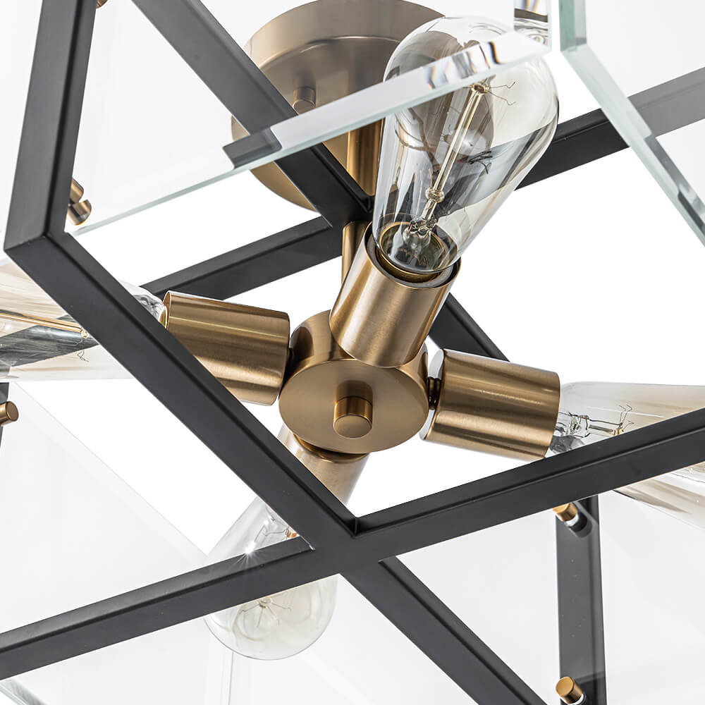 Modern 4 - Light Square Glass Semi - Flush Mount Ceiling Light - LightfixturesUAE