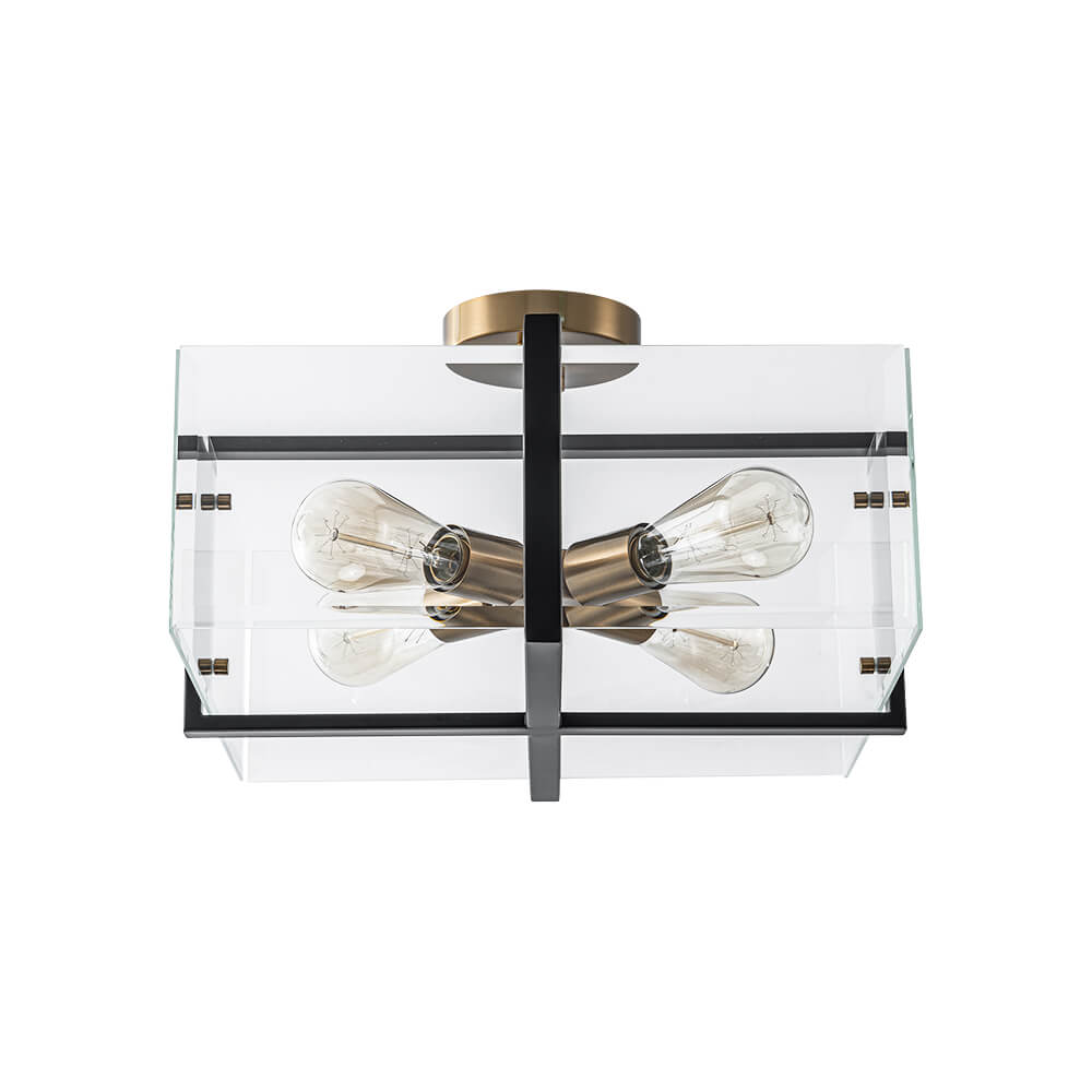 Modern 4 - Light Square Glass Semi - Flush Mount Ceiling Light - LightfixturesUAE