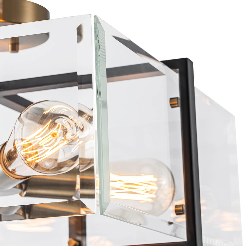 Modern 4 - Light Square Glass Semi - Flush Mount Ceiling Light - LightfixturesUAE