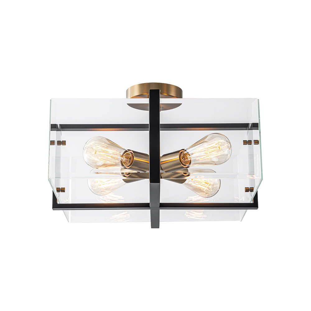Modern 4 - Light Square Glass Semi - Flush Mount Ceiling Light - LightfixturesUAE