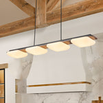 Modern 4 - Light Wood Kitchen Island Linear Chandelier - LightfixturesUAE