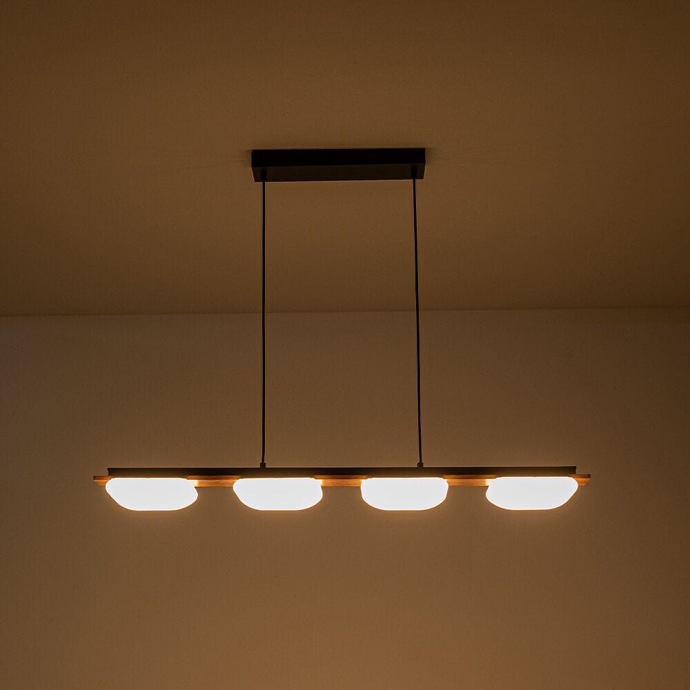 Modern 4 - Light Wood Kitchen Island Linear Chandelier - LightfixturesUAE