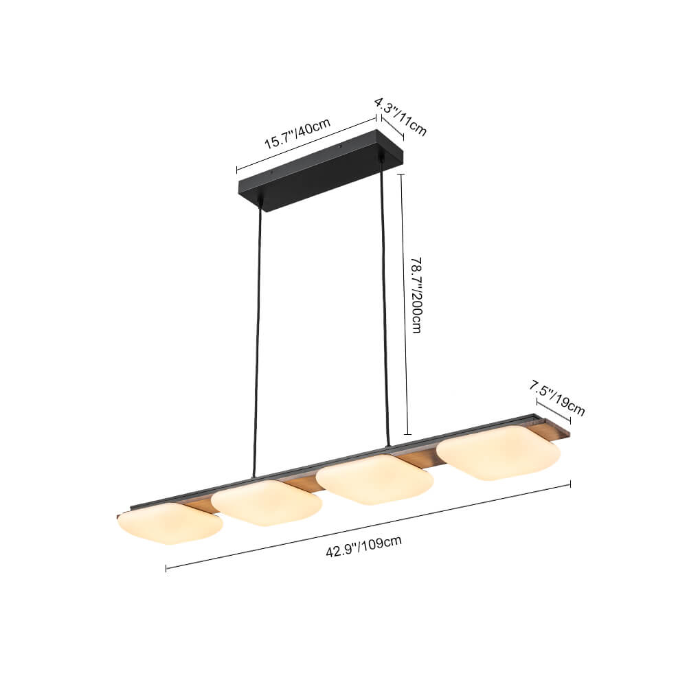 Modern 4 - Light Wood Kitchen Island Linear Chandelier - LightfixturesUAE