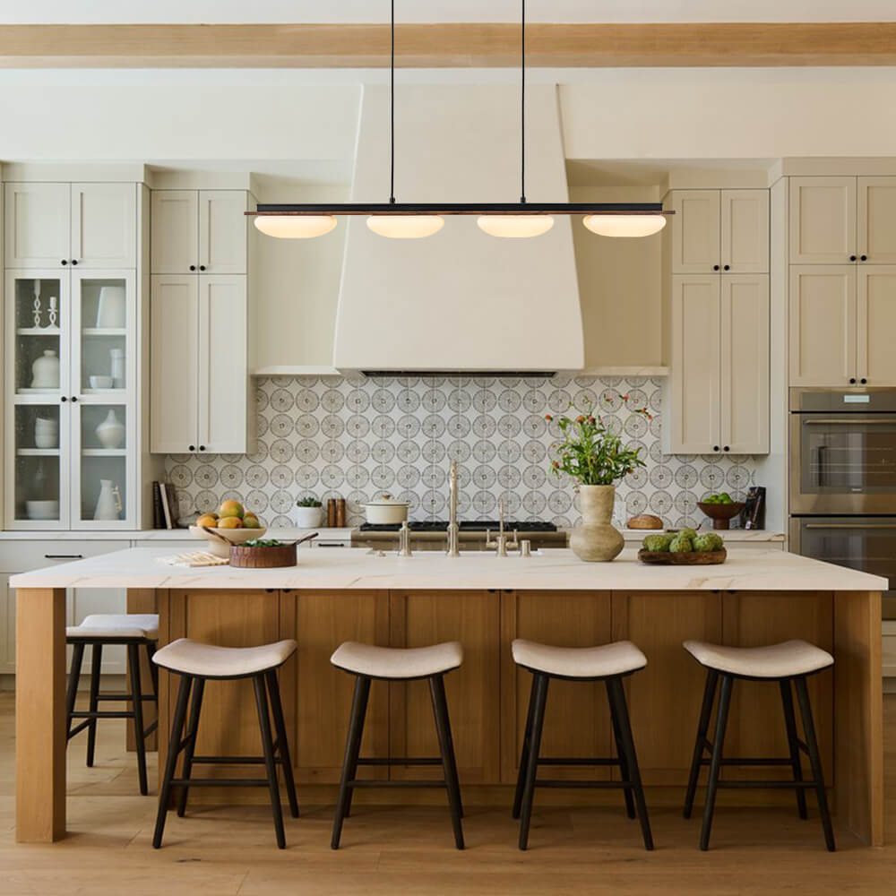 Modern 4 - Light Wood Kitchen Island Linear Chandelier - LightfixturesUAE