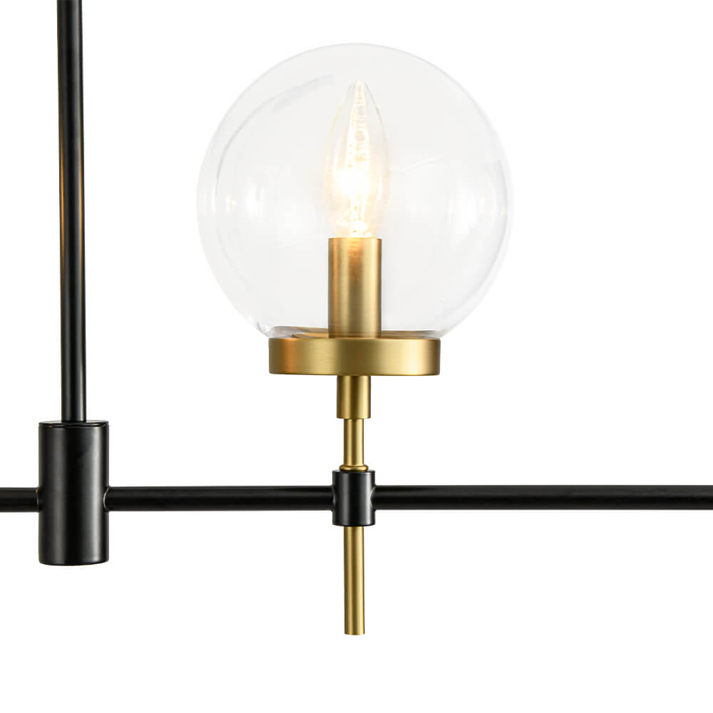 Modern 5 - Light Clear Glass Linear Chandelier - LightfixturesUAE