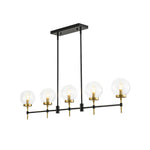 Modern 5 - Light Clear Glass Linear Chandelier - LightfixturesUAE