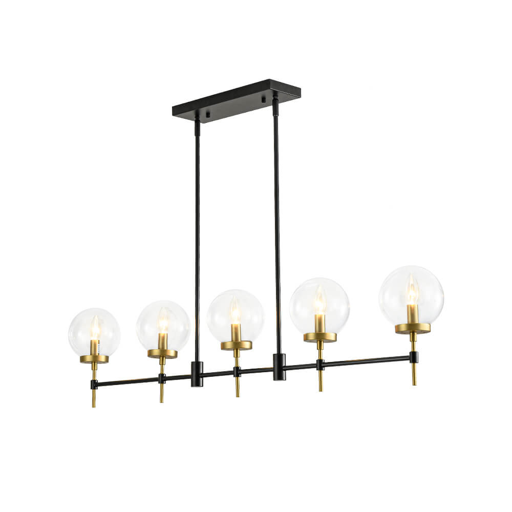 Modern 5 - Light Clear Glass Linear Chandelier - LightfixturesUAE