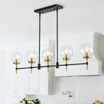Modern 5 - Light Clear Glass Linear Chandelier - LightfixturesUAE