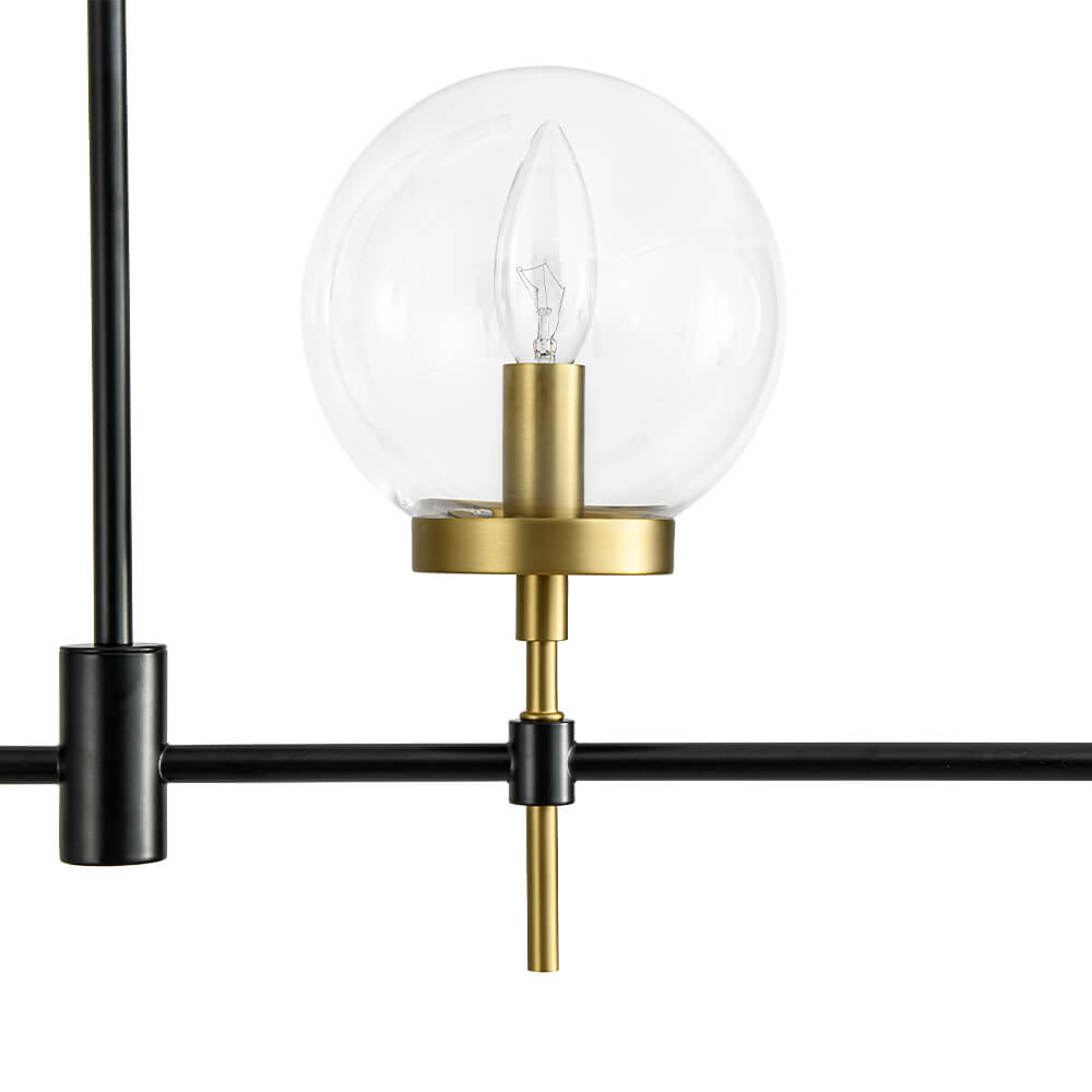 Modern 5 - Light Clear Glass Linear Chandelier - LightfixturesUAE