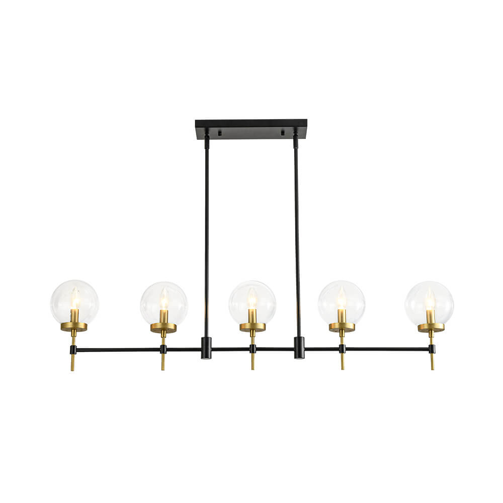 Modern 5 - Light Clear Glass Linear Chandelier - LightfixturesUAE