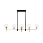 Modern 5 - Light Clear Glass Linear Chandelier - LightfixturesUAE