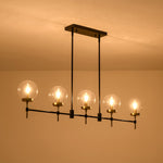 Modern 5 - Light Clear Glass Linear Chandelier - LightfixturesUAE
