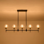 Modern 5 - Light Clear Glass Linear Chandelier - LightfixturesUAE