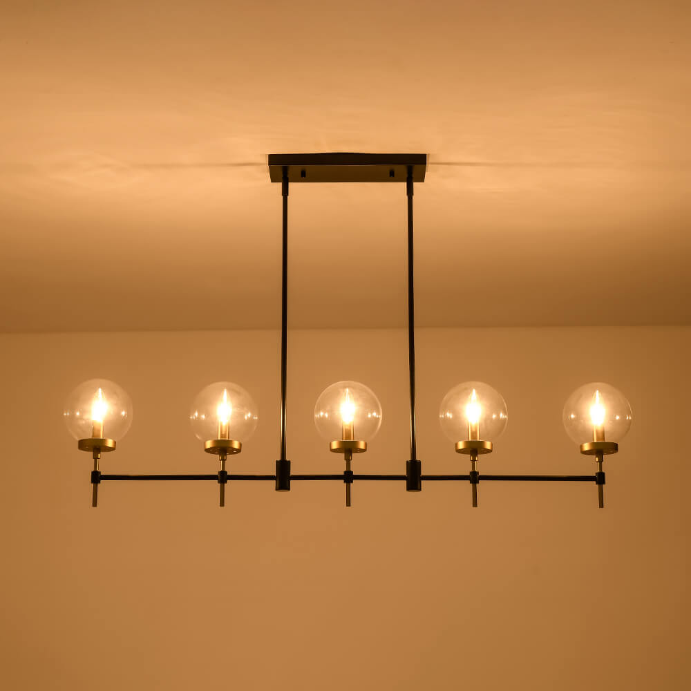 Modern 5 - Light Clear Glass Linear Chandelier - LightfixturesUAE
