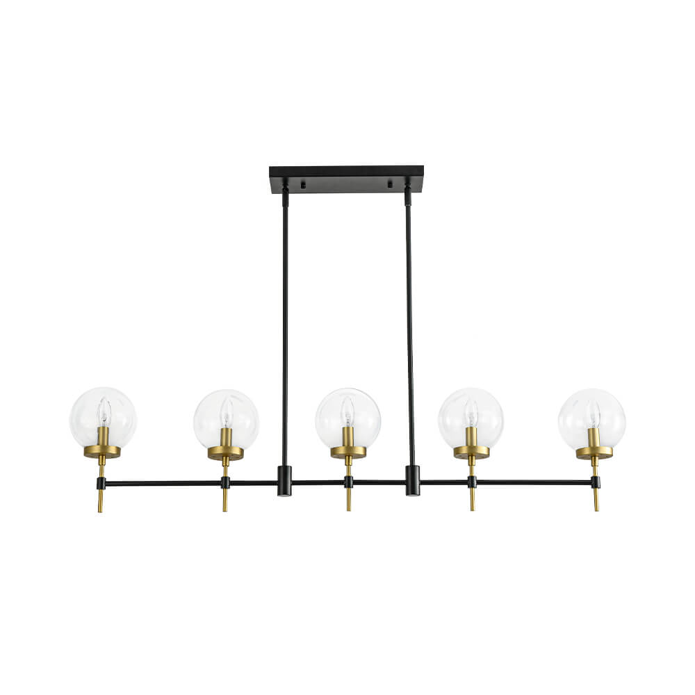 Modern 5 - Light Clear Glass Linear Chandelier - LightfixturesUAE