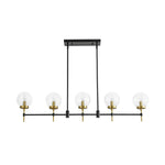 Modern 5 - Light Clear Glass Linear Chandelier - LightfixturesUAE