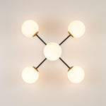 Modern 5 - Light Frosted White Glass Globe Sputnik Semi - Flush Mount - LightfixturesUAE