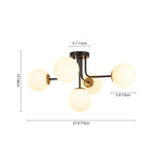 Modern 5 - Light Frosted White Glass Globe Sputnik Semi - Flush Mount - LightfixturesUAE