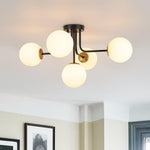 Modern 5 - Light Frosted White Glass Globe Sputnik Semi - Flush Mount - LightfixturesUAE