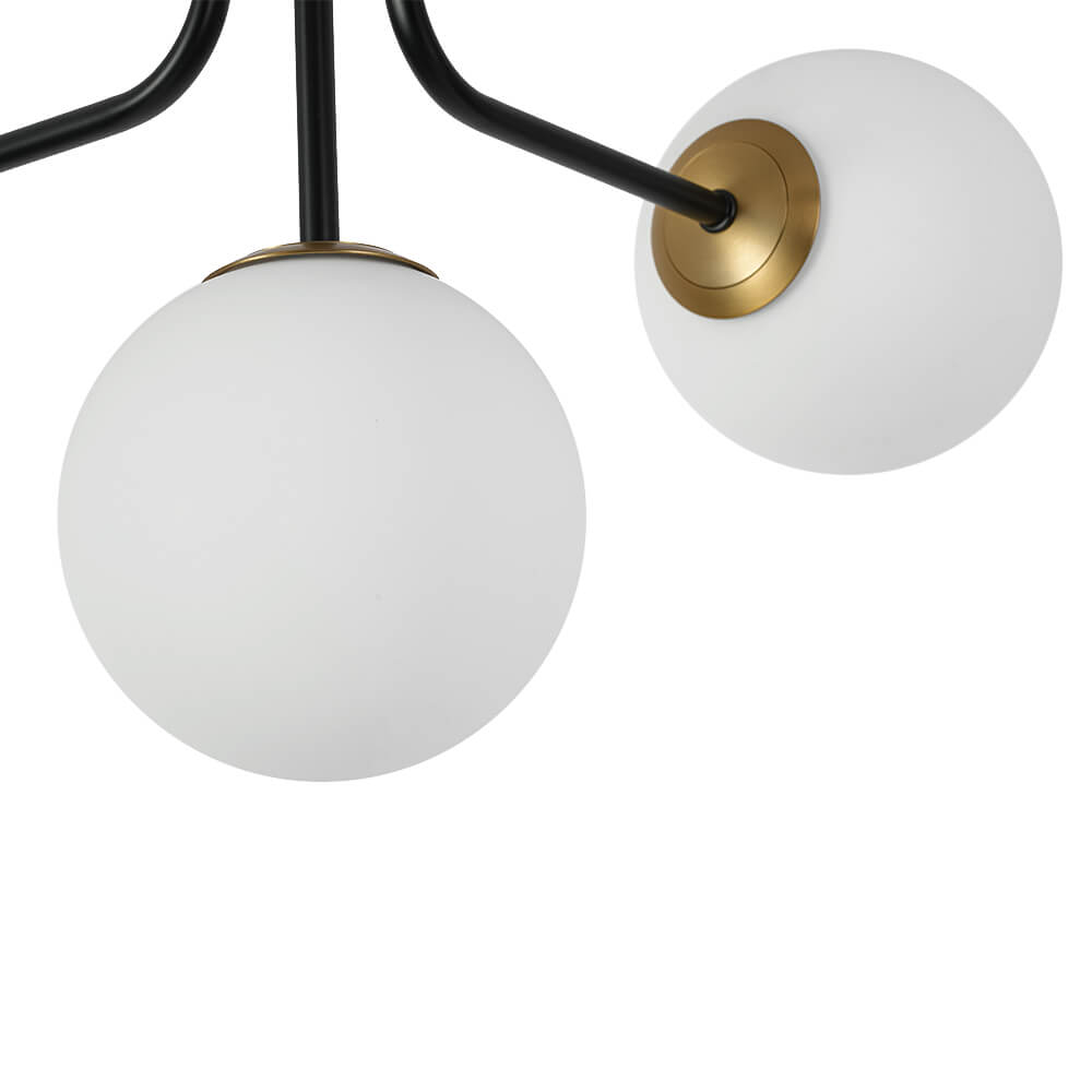 Modern 5 - Light Frosted White Glass Globe Sputnik Semi - Flush Mount - LightfixturesUAE