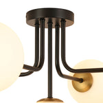 Modern 5 - Light Frosted White Glass Globe Sputnik Semi - Flush Mount - LightfixturesUAE