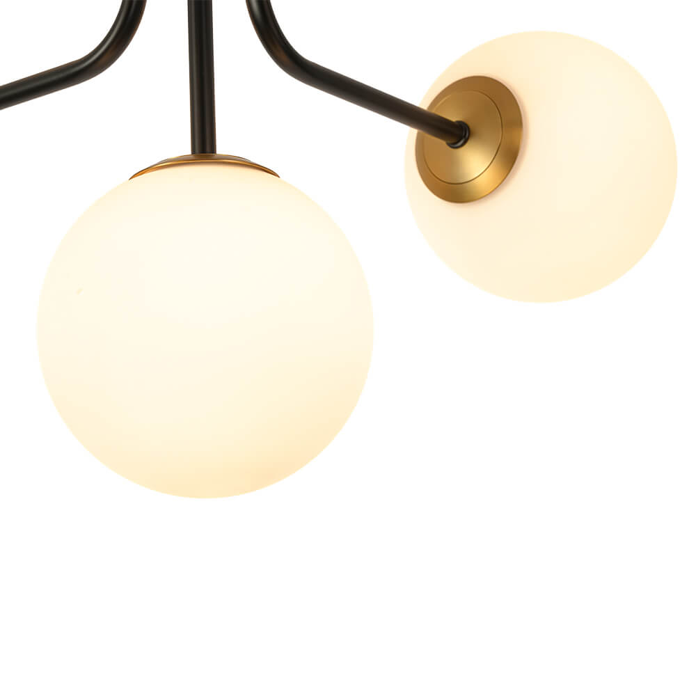 Modern 5 - Light Frosted White Glass Globe Sputnik Semi - Flush Mount - LightfixturesUAE