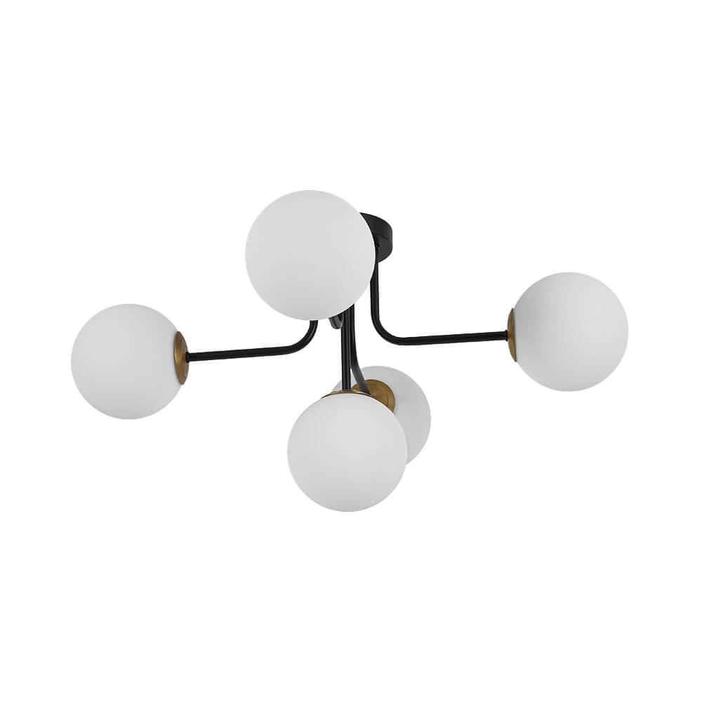 Modern 5 - Light Frosted White Glass Globe Sputnik Semi - Flush Mount - LightfixturesUAE