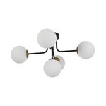 Modern 5 - Light Frosted White Glass Globe Sputnik Semi - Flush Mount - LightfixturesUAE