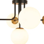 Modern 5 - Light Frosted White Glass Globe Sputnik Semi - Flush Mount - LightfixturesUAE