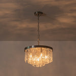 Modern 5 - Light Ice - Patterned Rectangular Glass Round Convertible Design Chandelier - LightfixturesUAE