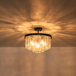 Modern 5 - Light Ice - Patterned Rectangular Glass Round Convertible Design Chandelier - LightfixturesUAE