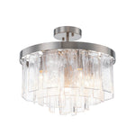 Modern 5 - Light Ice - Patterned Rectangular Glass Round Convertible Design Chandelier - LightfixturesUAE