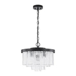 Modern 5 - Light Ice - Patterned Rectangular Glass Round Convertible Design Chandelier - LightfixturesUAE